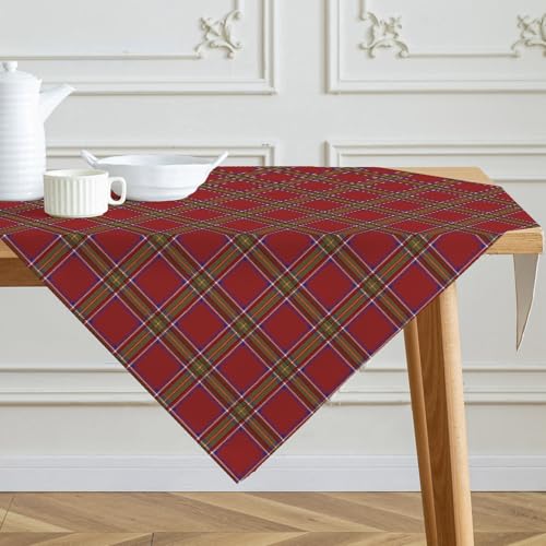 Kiatuniya Tischdecke Weihnachten Mitteldecke Kariert Rot Weihnachtstischdecke Modern Saisonnal Leinen Weihnachtstischdecken Tischwäsche Winter Küche Tisch Dekoration Party Dekor 85x85 cm von Kiatuniya