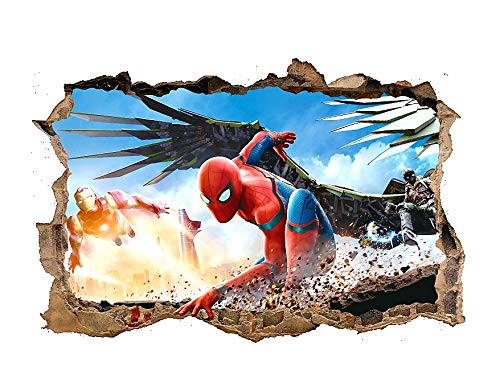 Kibi 3D-effekt Aufkleber Spiderman im Wanddurchbruch Loch Marvel's Spider-Man Ultimate Wandtattoo Kinderzimmer Spiderman Wandsticker Spiderman Wandaufkleber Spiderman von Kibi Store