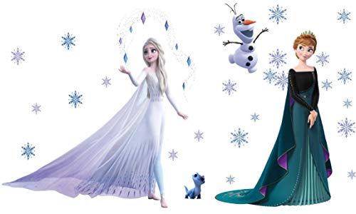 Kibi 2PCS Wandtattoo Frozen Wandtattoo Eiskönigin (Frozen) Elsa und Anna Wandsticker Frozen Disney für Kinderzimmer Living Room Removable Prinzessin Elsa Anna Wandtattoo Kinderzimmer Frozen Olaf von Kibi Store