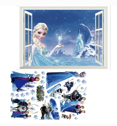 Kibi Wandtattoo Frozen Wandtattoo Eiskönigin (Frozen) Elsa und Anna Wandsticker Frozen Disney für Kinderzimmer Living Room Removable Prinzessin Elsa Anna Wandtattoo Kinderzimmer Frozen Olaf von Kibi Store