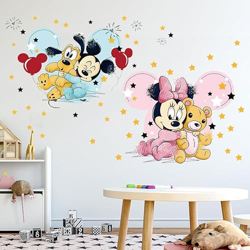 Kibi Wandtattoo Mickey Mouse Wandtattoo Mickey und Minnie Wandaufkleber Mickey Mouse wandsticker Mickey Maus Wandsticker Kinderzimmer Micky Mouse Aufkleber Wanddeko Wandtattoos Mickey Mouse von Kibi Store