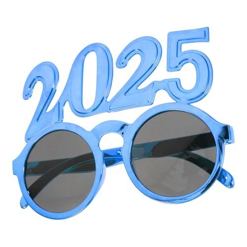 Kichvoe 2025-Brille Frohes Neues Jahr Glitzernde Brille Weihnachtsbrille Abschlussfeier 2025 Klasse Von 2025 Party- -Requisite Für 2025 Silvester-Party-Dekoration Blau von Kichvoe