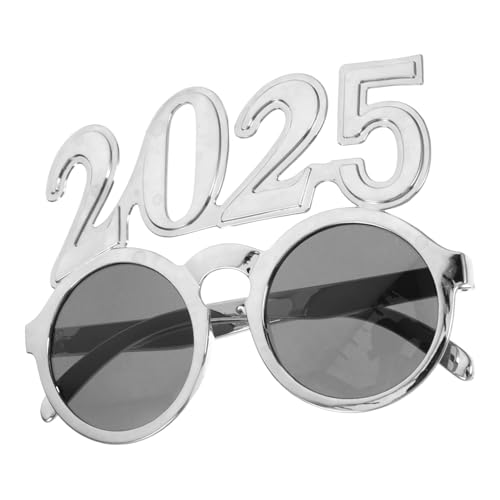 Kichvoe 2025-Brille Frohes Neues Jahr Glitzernde Brille Weihnachtsbrille Abschlussfeier 2025 Klasse Von 2025 Party- -Requisite Für 2025 Silvester-Party-Dekorationen Silber von Kichvoe