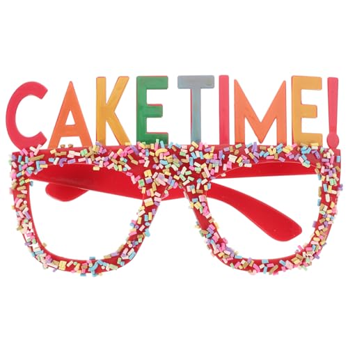 Kichvoe Geburtstagsbrille Cake Time-Brille Geburtstagsparty-Brille Happy Birthday Party-Brille Foto-Requisiten Dress Up Red von Kichvoe