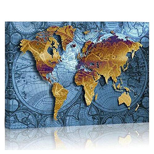 Diamond Painting Weltkarte Für Home Wand Decor Nummer Mosaic Crystal Strass Stickerei 5D DIY Kreuzstich Kits Full Drill Arts Craft Großes Bilder,Quadrat Drill,120X90Cm von Kicuy