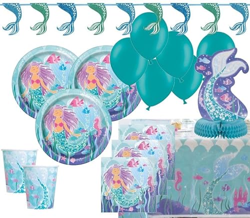 XL Glitzer Meerjungfrau Party Deko Set 45 Teile für 8 Personen von Kids Party World