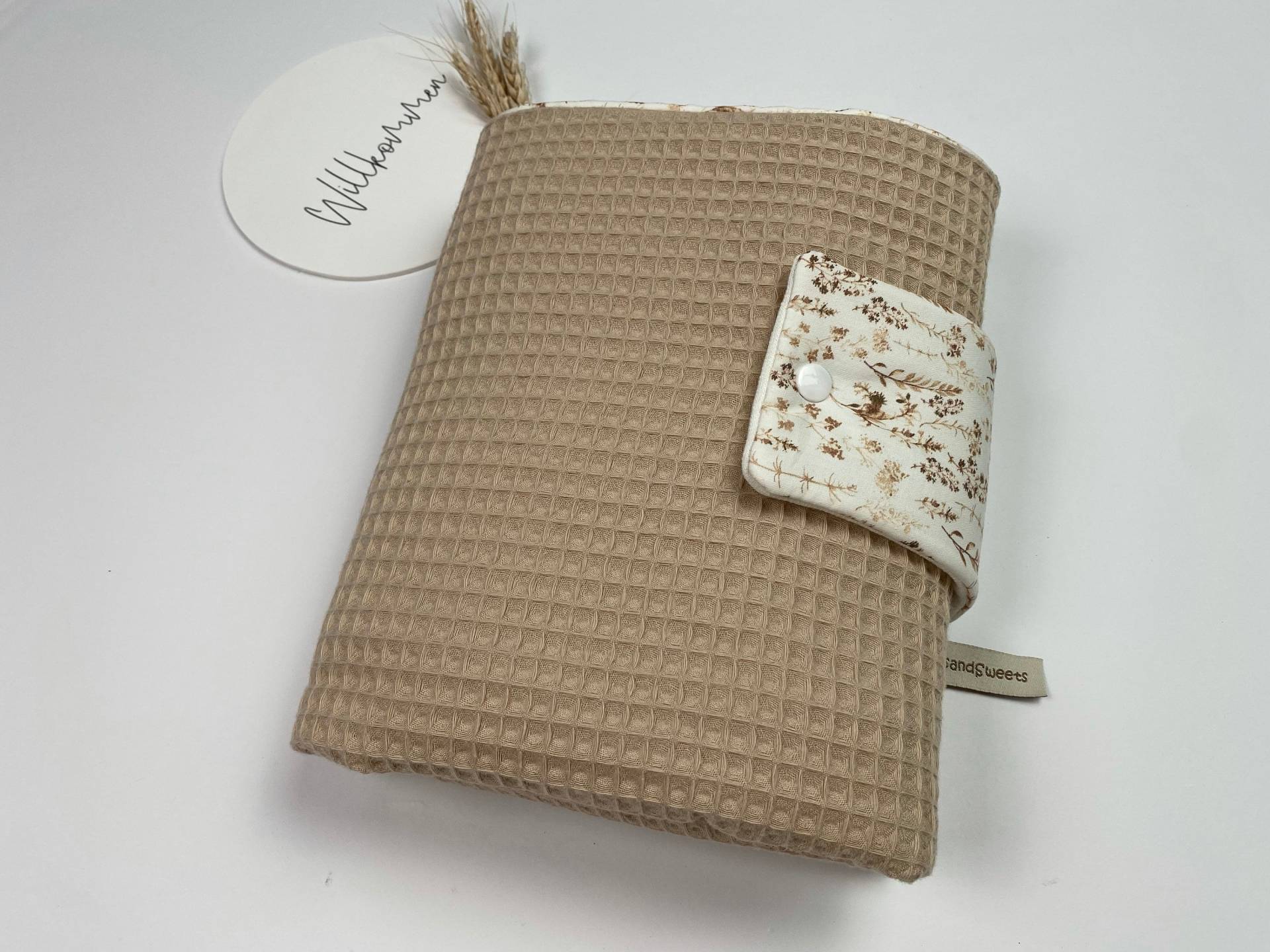 Wickelauflage Togo Waffelpique/Baumwolle Dry Grass, 100% Baumwolle, Handmade von KidsandSweets