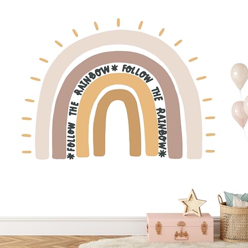 KIDSMOOD - Wandtattoo Kinderzimmer Deko, Wandaufkleber als Dekoration für Babyzimmer, Selbstklebend und rückstandslos Entfernbar, Wandsticker mit Regenbogen Motive für Mädchen und Jungen - 120x86 cm von Kidsmood