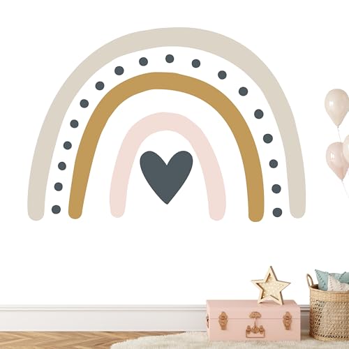 KIDSMOOD - Wandtattoo Kinderzimmer Deko, Wandaufkleber als Dekoration für Babyzimmer, Selbstklebend und rückstandslos Entfernbar, Wandsticker mit Regenbogen Motive für Mädchen und Jungen - 80x58 cm von Kidsmood