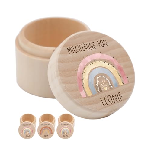 Kidsmood - Personalisierte Milchzahndose aus Holz, Kinder Zahnbox für Milchzähne Jungen und Mädchen bedruckt mit kinderfreundlicher Latextinte, für die ersten Zahnschätze, Zahnfee Geschenke von Kidsmood