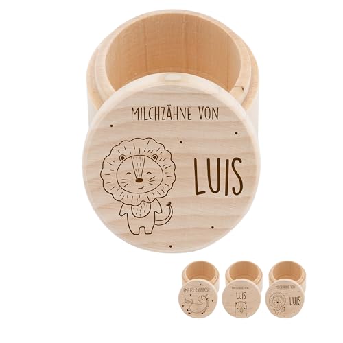 Kidsmood - Personalisierte Milchzahndose aus Holz, Kinder Zahnbox für Milchzähne Jungen und Mädchen mit kinderfreundlicher Gravur, für die ersten Zahnschätze, Zahnfee Geschenke von Kidsmood