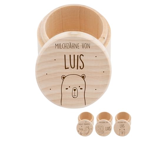 Kidsmood - Personalisierte Milchzahndose aus Holz, Kinder Zahnbox für Milchzähne Jungen und Mädchen mit kinderfreundlicher Gravur, für die ersten Zahnschätze, Zahnfee Geschenke von Kidsmood