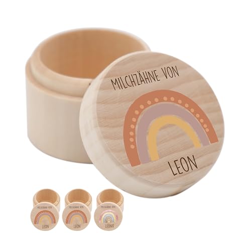 Kidsmood - Personalisierte Milchzahndose aus Holz, Kinder Zahnbox für Milchzähne Jungen und Mädchen bedruckt mit kinderfreundlicher Latextinte, für die ersten Zahnschätze, Zahnfee Geschenke von Kidsmood