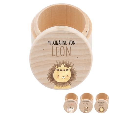 Kidsmood - Personalisierte Milchzahndose aus Holz, Kinder Zahnbox für Milchzähne Jungen und Mädchen bedruckt mit kinderfreundlicher Latextinte, für die ersten Zahnschätze, Zahnfee Geschenke von Kidsmood