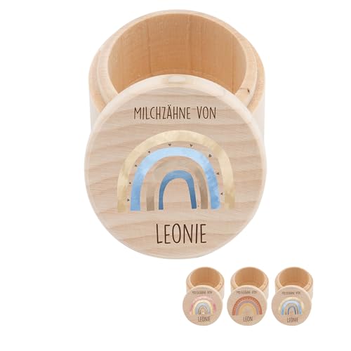 Kidsmood - Personalisierte Milchzahndose aus Holz, Kinder Zahnbox für Milchzähne Jungen und Mädchen bedruckt mit kinderfreundlicher Latextinte, für die ersten Zahnschätze, Zahnfee Geschenke von Kidsmood