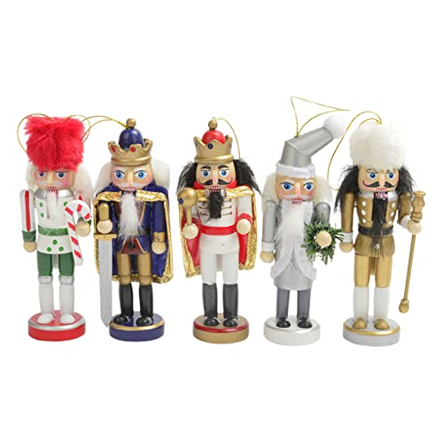 KieTeiiK 5 Stück Weihnachts Nussknacker Soldaten Anhänger König Ornament Holzfigur Spielzeug Für Weihnachtsbaum Urlaub Weihnachtsdekoration Hölzerne Nussknacker Soldat Marionette von KieTeiiK