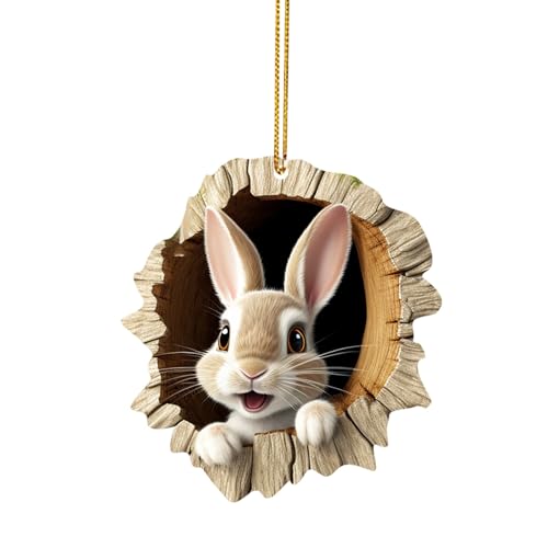 Lustige Acryl Anhänger Ostern Hase Ornamente Ostergeschenk, Osteranhänger zum Aufhängen, 2D Acryl Hängedeko, Ostern Anhänger, Osterhase Osterschmuck Ostern Deko, für Ostern, Auto, (B-A, One Size) von Kielsjajd