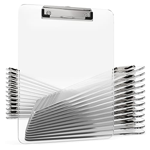 25 Stück transparente KunststoffKlemmbretter Bulk Acryl Transparente Clipboards mit niedrigem Profil MetallClipboard 31,8 x 22,9 cm Briefgröße Klemmbrett Klassenzimmer mit Haken zum Aufhängen – von Kiggos