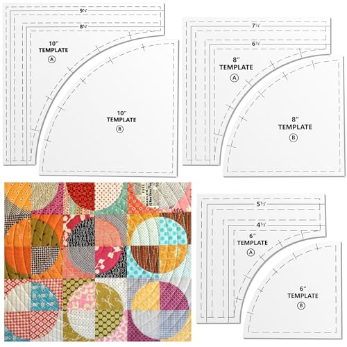 Kigley Quiltschablonen-Set "Drunkards", 25,4 cm, 20,3 cm, 15,2 cm, 15,2 cm, Quilt-Vorlagen zum Schneiden von Mustern, große Quilt-Lineale und Vorlagen mit 6,3 mm Nahtzugabe, Quilt-Zubehör für von Kigley