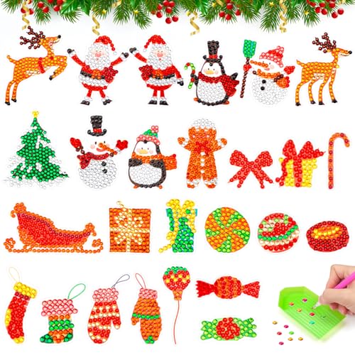 26 Stück Weihnachten Diamond Painting Aufkleber, 5D Diamant Painting Malerei Sticker Selbstklebend DIY Weihnachten Kreativer Aufkleber Kits für Kinder Erwachsene Weihnachtsdekoration von Kiiwah