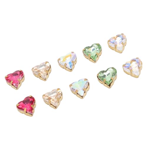 10pcs Glas Strassonstone Bulk Twisted Heart Nagel Juwelen Kristallreihe Kunst Dekorationen Handwerksmittel Goldenen Boden von Kikumi