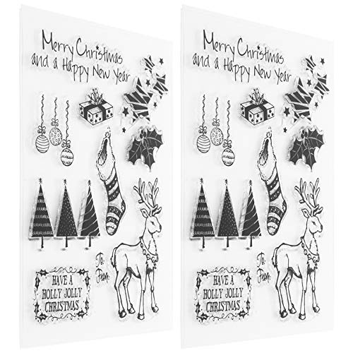 2 Set Transparente Stempel Gummi TPR Rechteck DIY Tagebuch Weihnachtsmuster Bastelkunst von Kikumi