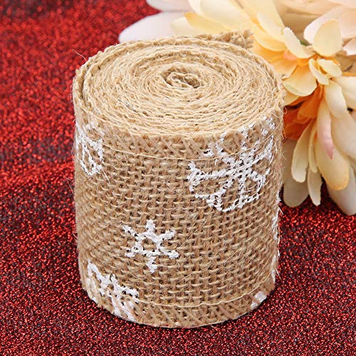 6,6 Fuß Schneeflocken-Karoband-Rolle – DIY-handwerkliches Sackleinenband, Weihnachtsband, Geschenkband für Weihnachten, Basteln, Party-Dekoration (6 cm große natürliche von Kikumi