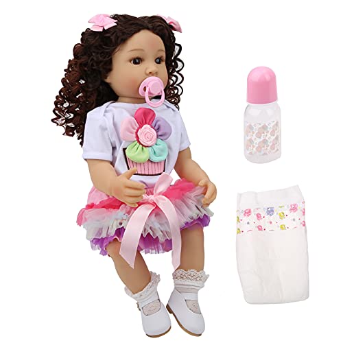 Kikumi 55 cm Große Baby-Mädchen-Puppe – Wiedergeborenes Baby, Realistisches Lockiges Haar, Neugeborene Mädchen-Puppe, Begleitet Kind, Spielzeug, von Kikumi