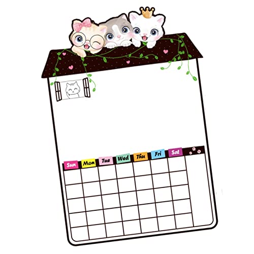 Magnetisches Whiteboard für den Kühlschrank, Weiches PVC, Magnetische Adsorption, Starke, Niedliche Form, Kühlschrank-Notiztafel mit Stift und Radiergummi (Katze (38,5 x 41,1 von Kikumi