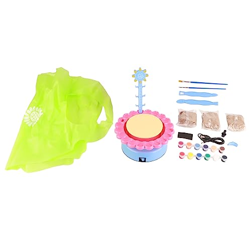 Töpferscheiben-Set für Kinder, DIY, Farbenfrohe, Pädagogische Bastelaktivität, Tonmodellierung, Lufttrocknende Töpfermaschine (Rosa Blau) von Kikumi