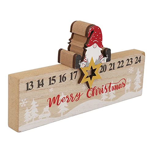 Verschiebbarer Weihnachts-Countdown-Kalender – 2022 Weihnachts-Countdown-Dekoration, Schreibtisch-Kalender aus Holz, Blockdekoration für den Schönheitssalon zu Hause von Kikumi