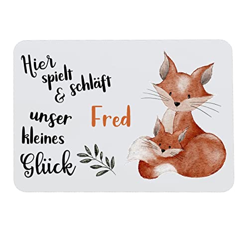 Türschild für die Zimmertür mit Wunschname Babynamen Babygeschenk zur Geburt Alterantive Holzbuchstaben (Fuchs) von Kilala