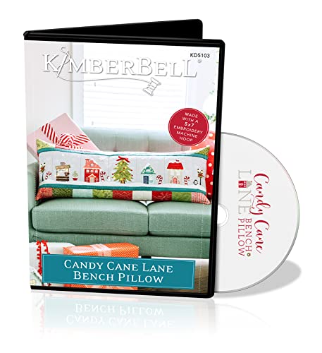 Kimberbell Bankkissen:Candy Cane Lane Maschinenstickerei Design CD, fertige Größe:40.6 cm x 96.5 cm, Inklusive:9 Dateien + SVG, Schritt-für-Schritt-Anleitung für Anfänger bis Fortgeschrittene, von Kimberbell