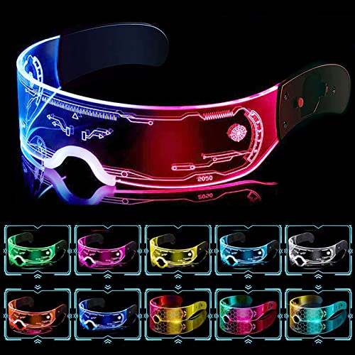 Kimimara Cyberpunk LED Brille - Party Leuchtbrille Leuchtende Visor Glasses - High Tech von Kimimara