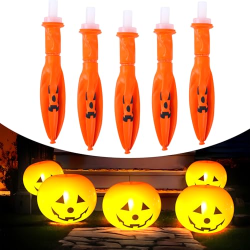 LED Kürbisballon Lichter 5 Stück- Halloween leuchtende Kürbis Lichter Ballon Party leuchtend Zubehör, Halloween Kürbis Atmosphäre Festliche Requisiten für Kinder Erwachsene Indoor Patio Outdoor Dekor von Kimimara