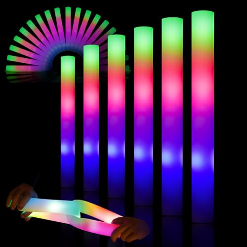 LED Party Schaumstoff Leuchtstäbe Deko Glow Spielzeug Set Knicklichter Kinder Erwachsene verfügbar Sticks für Geburtstag Party, Hochzeit, Halloween, Weihnachten, Silvester Licht Zauberstab (6) von Kimimara