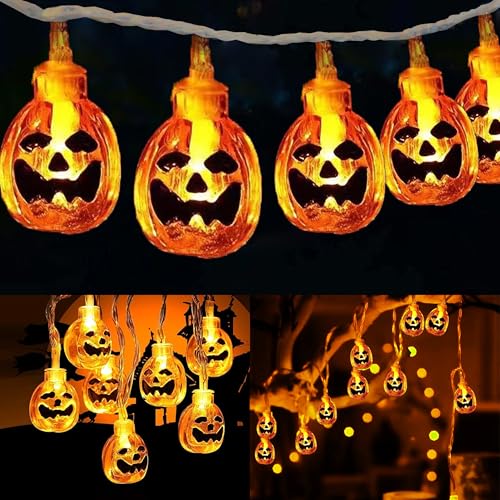 Kimuwote Halloween Lichterkette, 3 Meter 20 LED Halloween Deko Indoor, Hut Kürbis Lichterkette Deko für Innen und Außen, Party, Garten, Festen,Halloween Deko (Warmweiß) von Kimuwote