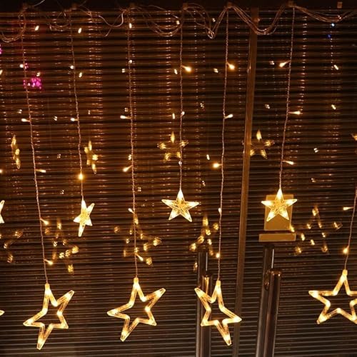 Kimuwote Lichtervorhang Weihnachtsbeleuchtung Fenster, LED Lichtervorhang Fenster mit Timer für Weihnachtsdeko von Kimuwote