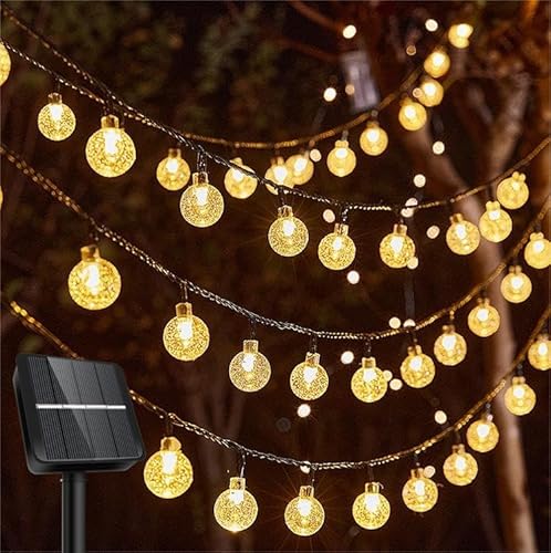 Solar Lichterkette Aussen, 6.5M 30 LED Lichterkette Außen Solar, 8 Modi 8H Timer, IP65 Wasserdicht Kugeln Lichterkette Außen Solar für Garten, Balkon Deko, Terrassen, Weihnachten, Hochzeiten, Partys von Kimuwote