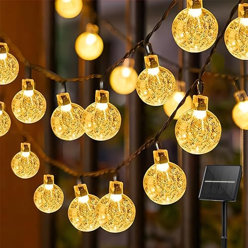 Kimuwote Solar Lichterkette Aussen 50 LED, Lichterkette Außen Solar, 7M Solar Lichterkette outdoor, 8 Modi IP65 Wetterfest für Balkon Terassen Garten Bäume Weihnachtsdekoration Festival(warmweiß) von Kimuwote