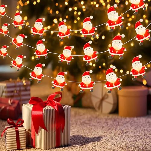 Kimuwote Weihnachtsmann Lichterkette,2M 20LED Lichterkette Innen Batterie,LED Weihnachtsbeleuchtung, Weihnachtsmann Weihnachtsdeko für Party, Weihnachten, Balkon(Warmweiß) von Kimuwote