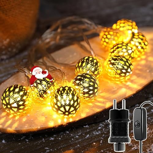 Marokkanische Lichterkette Stecker,7 Meter 20 LED Lichterkette Innen,Marokkanische Lichterkette Strom,Lichterkette Kugeln Bälle für Innen und Außen,Hochzeitsfeier, Geburtstag, Weihnachten Deko von Kimuwote