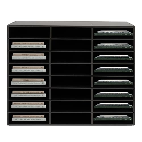 KinHall Schreibtisch Organizer 737 x 302 x 596 mm, 24 Compartments Literature Organizer, Büro, Schreibtisch, ordentliches Aufbewahrungsregal, Aktenhalter, Schwarz von KinHall