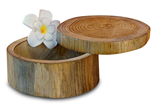 Kinaree Teak Baumstamm Dose - Schmuckschatulle in 2 Größen und Farben - Gastgeschenk Mitbringsel oder Geschenkverpackung in Baumstammoptik (Natur - M) von Kinaree