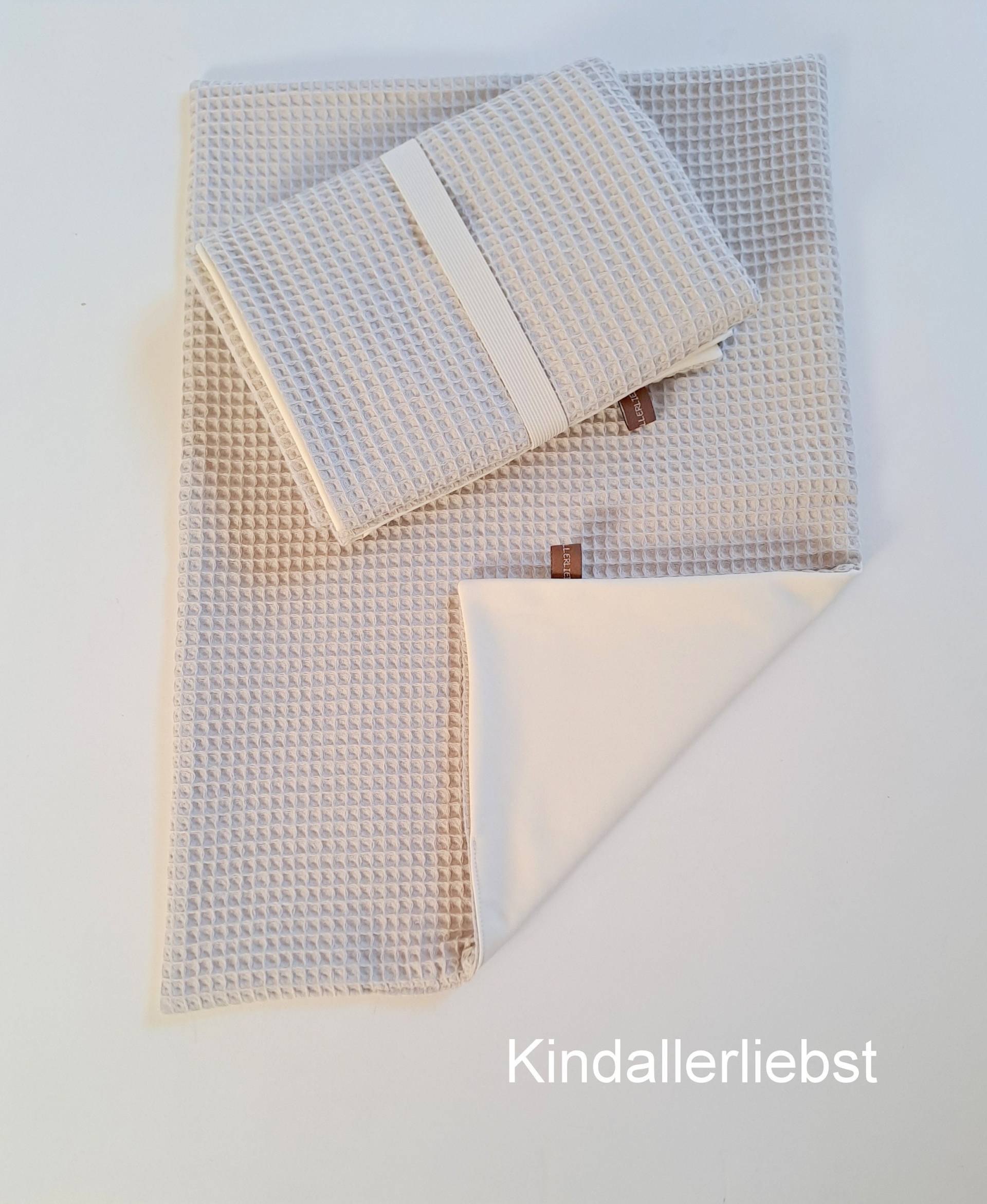 Wickelunterlage Abwaschbar, Wasserundurchlässig, Waffelpique, Beige, Div. Größen von Kindallerliebst