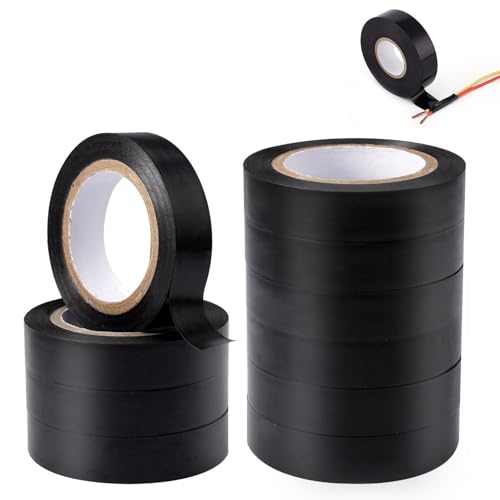 10 Stück Schwarzes Isolierband, 16 mm x 10 m Wasserdicht Elektrisches Isolierband, Selbstklebend Electrical tape, PVC Elektriker Klebeband Schwarz zum Schutz, Bündeln und Reparieren von Kabeln von KineticKraft