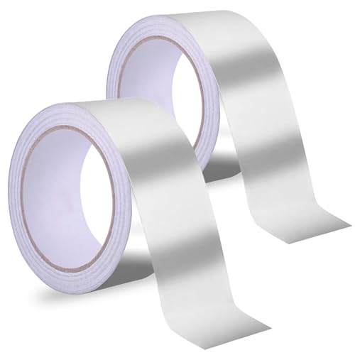 2 Rolle Aluminium Klebeband Hitzebeständig 50mm x 50m Selbstklebendes Alu-Klebeband-Aluband Wasser- und Hitzebeständig Band Selbstklebende Kleberolle zum Versiegeln Reparieren und Isolieren(Silber) von KineticKraft