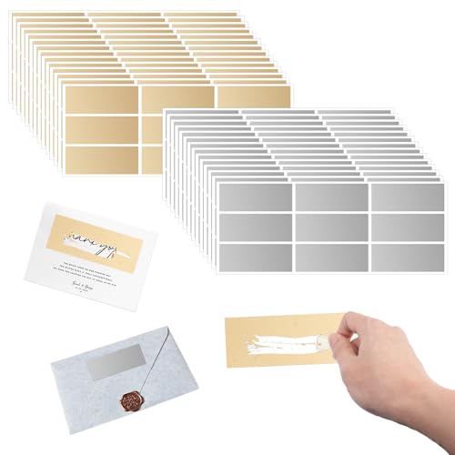 216 Stück Rubbeletiketten 65 x 25 mm Rubbellose Selber Gold und Silber Scratch Sticker Rechteckig Rubbel Etiketten für Gutschein, Rubbel Sticker, Weihnachten, Party, Spiele, Postkarte, Bastelarbeiten von KineticKraft