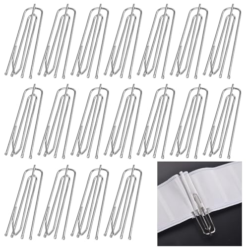 40 Stück Gardinenhaken Metall, Vorhang Haken mit 4 Zinken, Edelstahl Gardinenhaken für Schienen, Vorhanghaken, Curtain Hooks, Gardinenhaken Vorhang Clips Haken Ideal für Alle Zuhause Vorhänge von KineticKraft