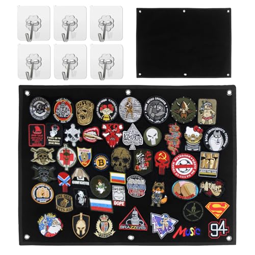 Kletttafel Patches Klett Wand Klettfläche Klettmatte 60×45CM Mit Ösen Faltbar Klettwand Haken & Schlaufe Klett Patch Board Patches Klett Wandern Organizer Display Tafel für Abzeichen Stempel Aufnäher von KineticKraft